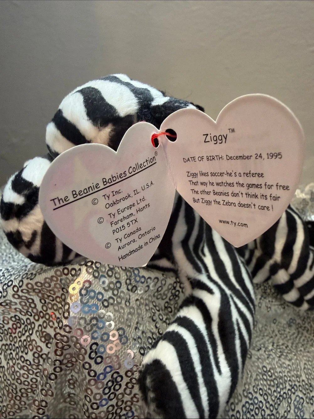 NWT Ty Ziggy the Zebra Plush Beanie Baby - Black and White Stripes